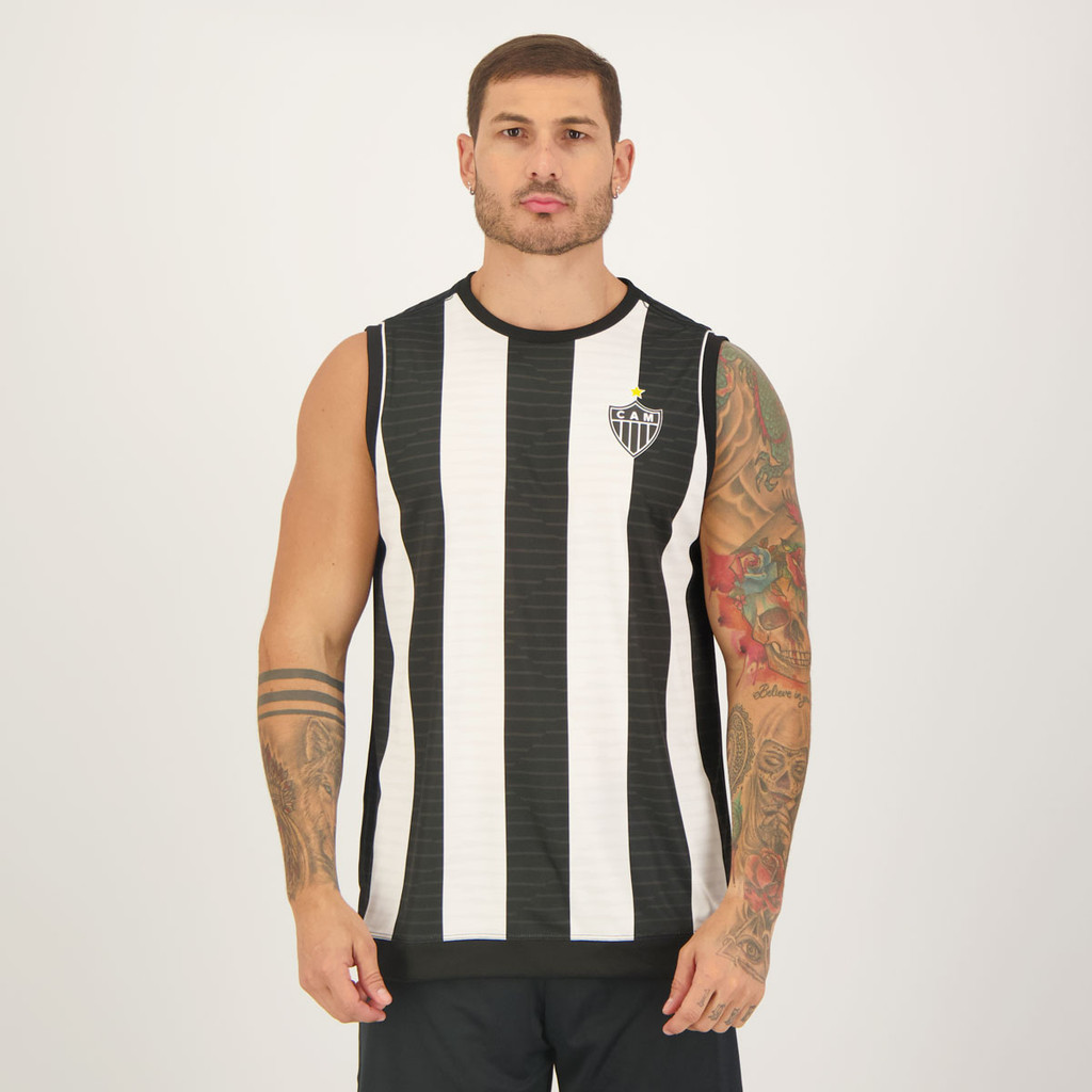 Regata Atlético Mineiro Division Preta e Branca em Oferta na Shopee