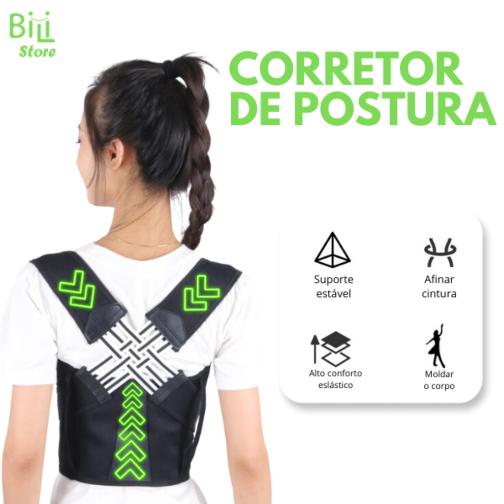 Kit 4 Corretor de Postura Colete Cervical Cinta Alinha Coluna Unissex