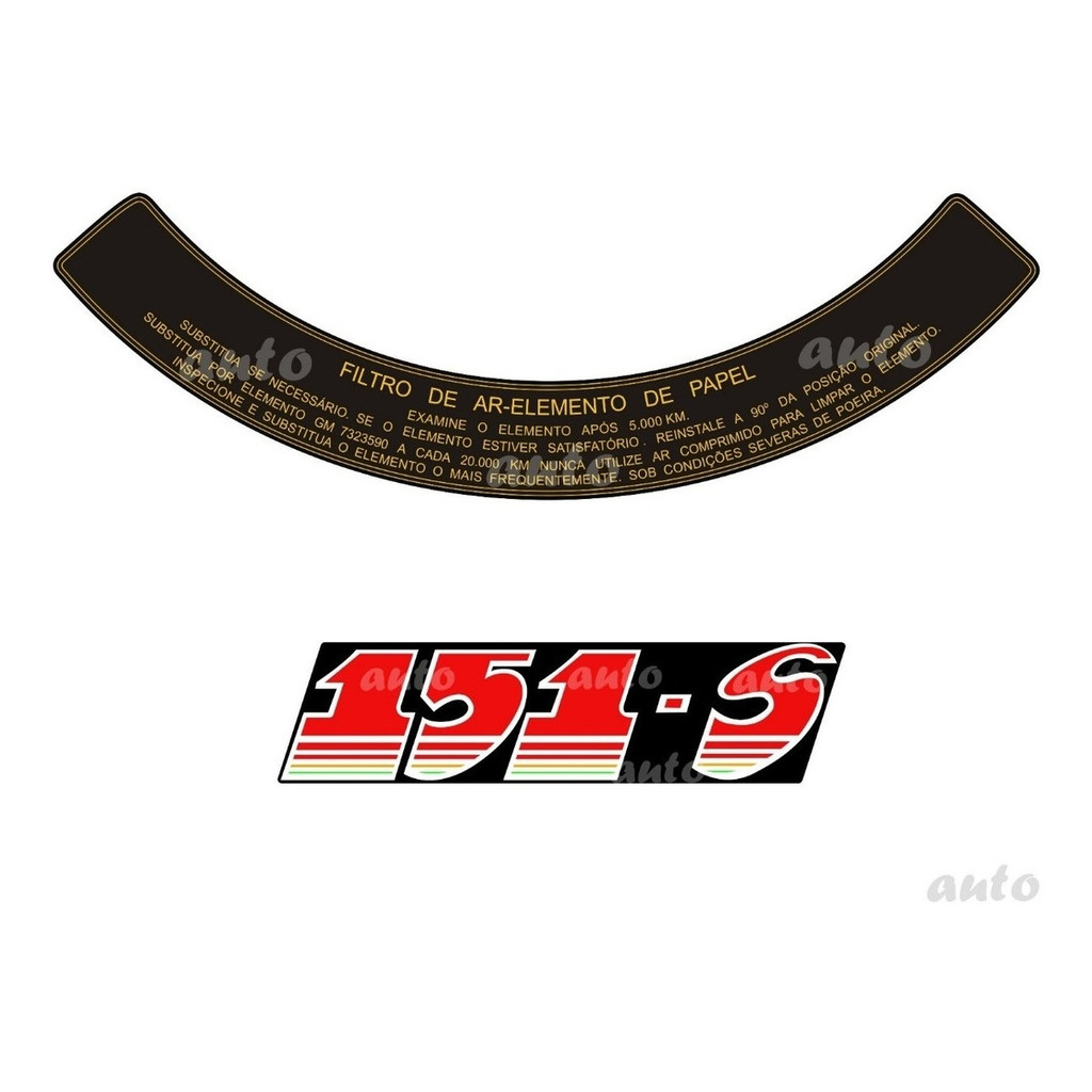 Emblema Adesivo Filtro De Ar + Motor 151s - Opala 75 A 84