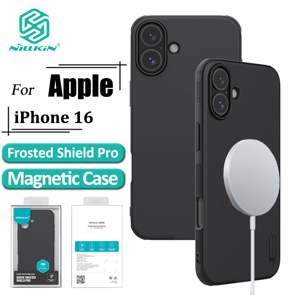 Nillkin Magnético Super Fosco Escudo Pro Caso Para iPhone 16 De Telefone Ultra Fino TPU + PC Anti Impressão Digital À Prova De Choque Capa Traseira