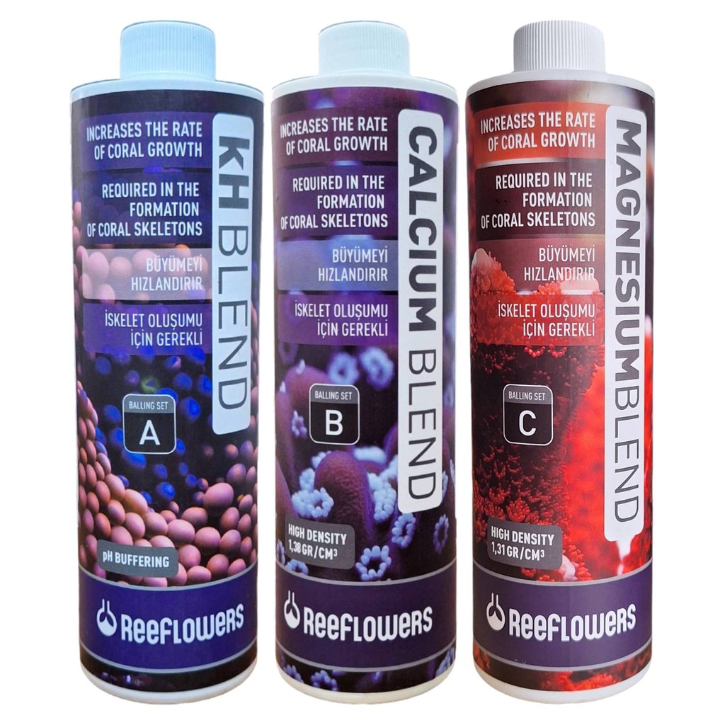 Kit Balling Para Aquario Marinho ReeFlowers Blend kH Calcio Magnésio 500ml