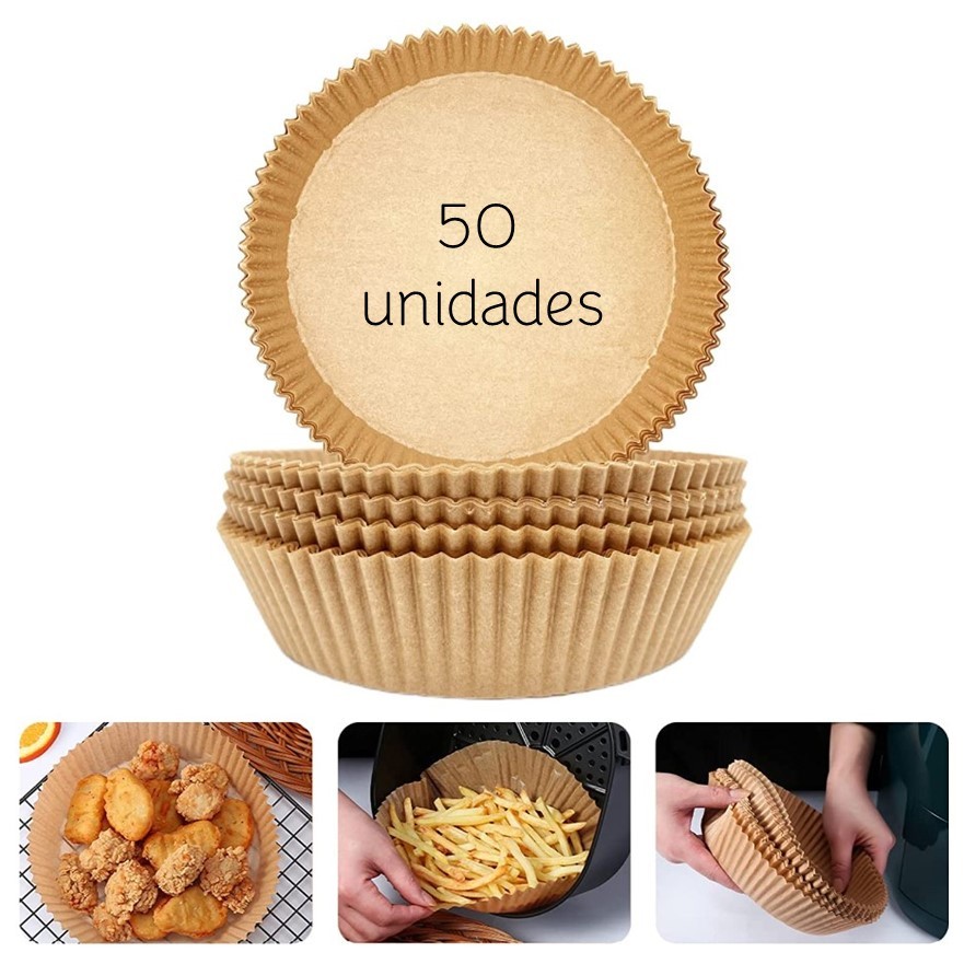 Forma De Airfryer Descartável Antiaderente De Papel Forro 50 Unidades Para Não Sujar Air Fryer 20Cm