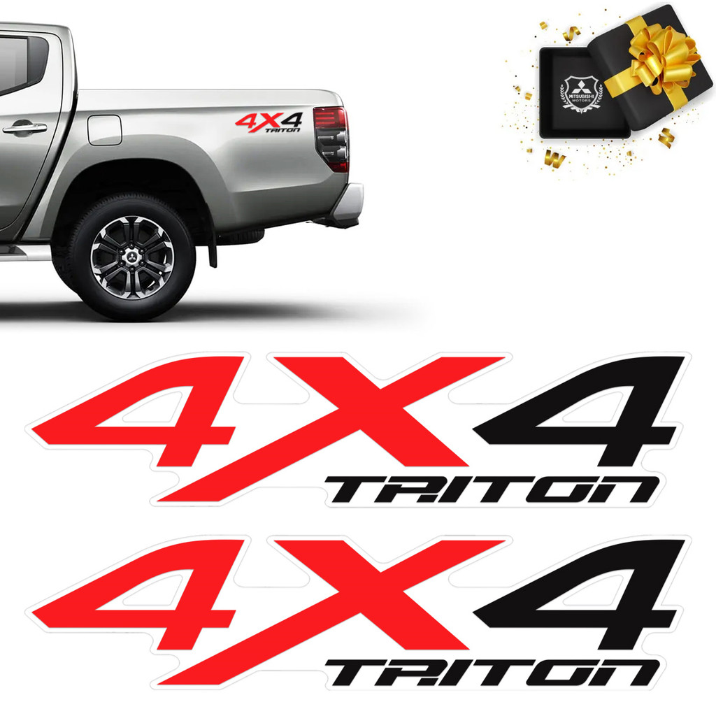 Par De Adesivos 4x4 Mitsubishi L200 Triton Emblema Lateral Genérico