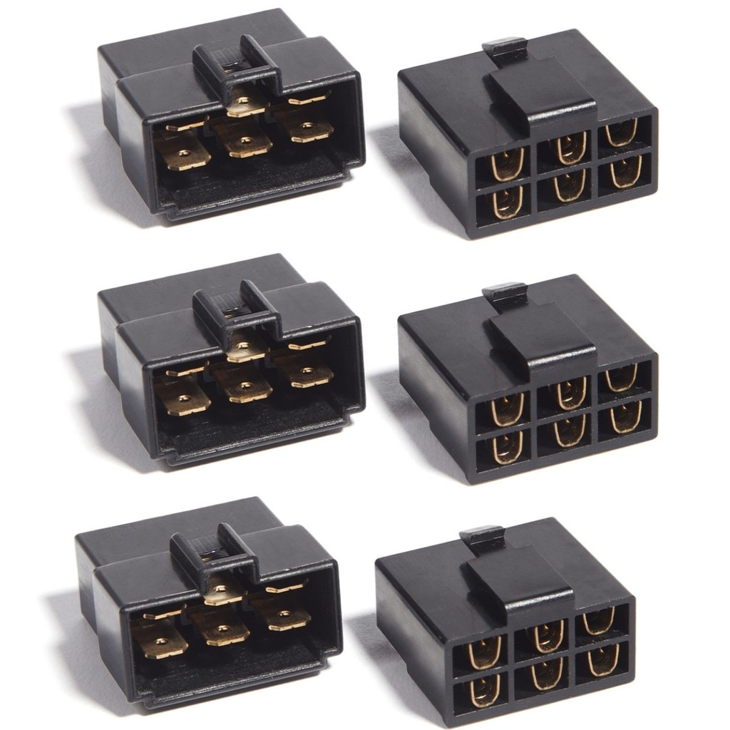 Kit 3 Conectores 6 Vias C/ Terminal Para Som Automotivo