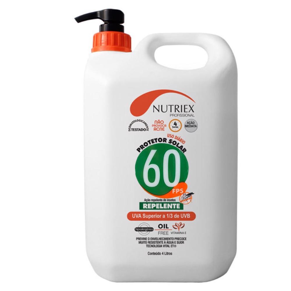 Protetor Solar FPS 60 com Repelente 4 Litros Bombona NUTRIEX em Oferta na Shopee