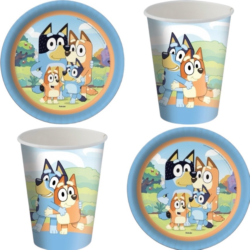 Kit Festa BLUEY  16 Pratos + 16 Copos Descartável 200 Ml Papel - FESTCOLOR em Oferta na Shopee