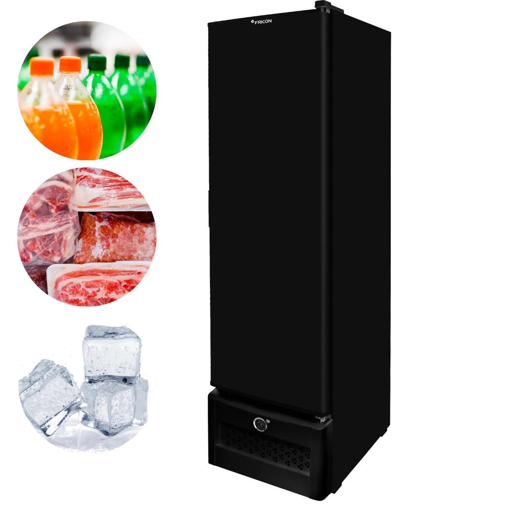 Freezer Vertical Tripla Ação 284 Litros Porta Cega VCET 284C Preto Fricon