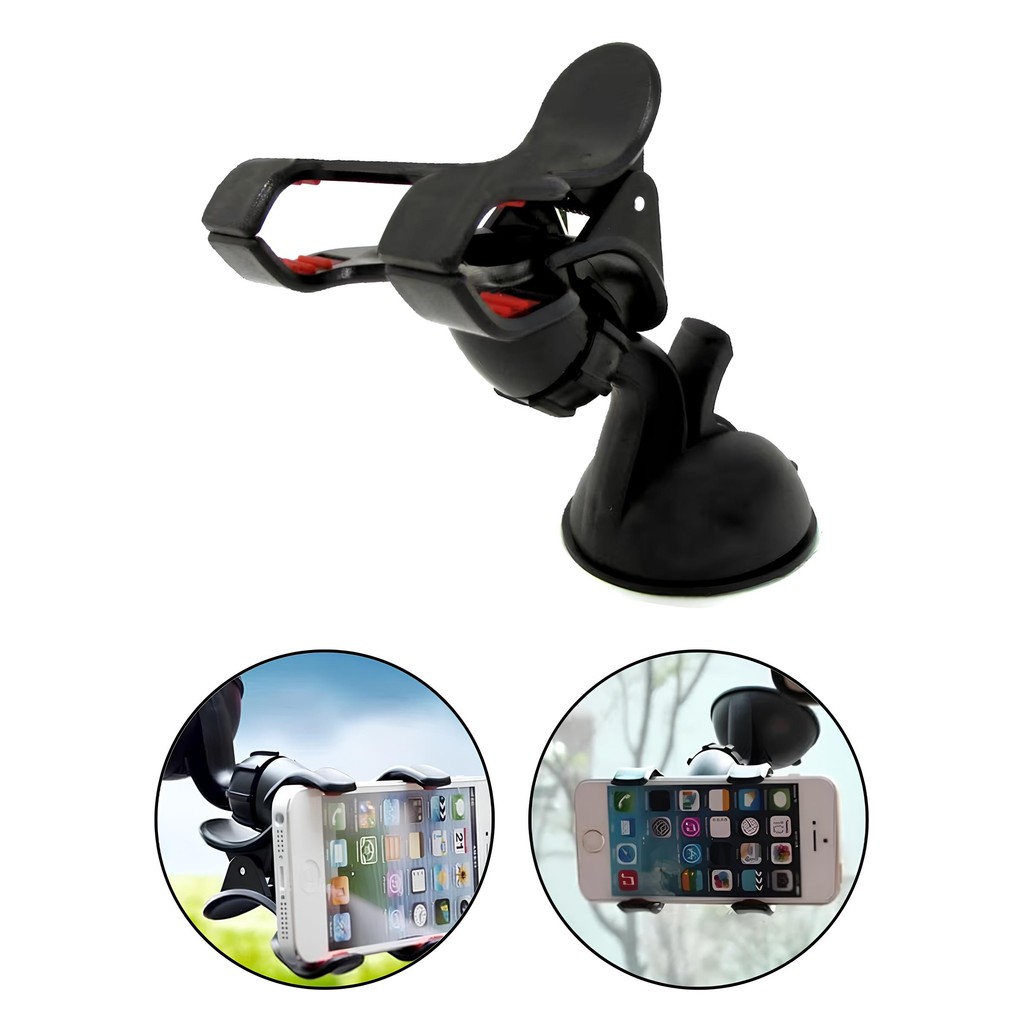 Suporte Veicular Universal para Celular e GPS Clipe Duplo Ventosa Cola no Vidro Ideal Uber em Oferta na Shopee