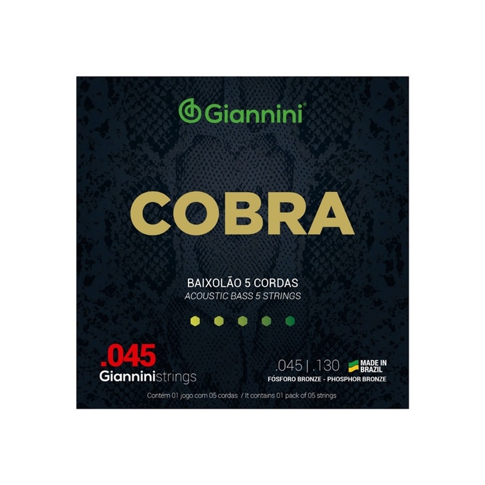 ENCORDOAMENTO GIANNINI BAIXOLÃO 5 CORDAS GEEBASF5 BRONZE FOSFOROZO 045/0.130