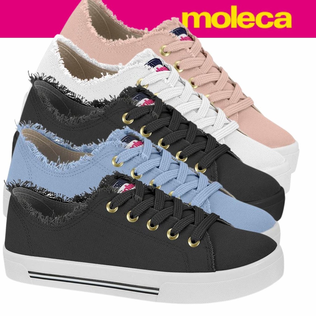 Tênis Feminino Moleca Casual Desfiado Delicado Lona Conforto em Oferta na Shopee