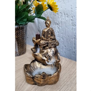Incensario Cascata e Vareta Folha Grande Buda Hindu Meditando em Oferta na Shopee