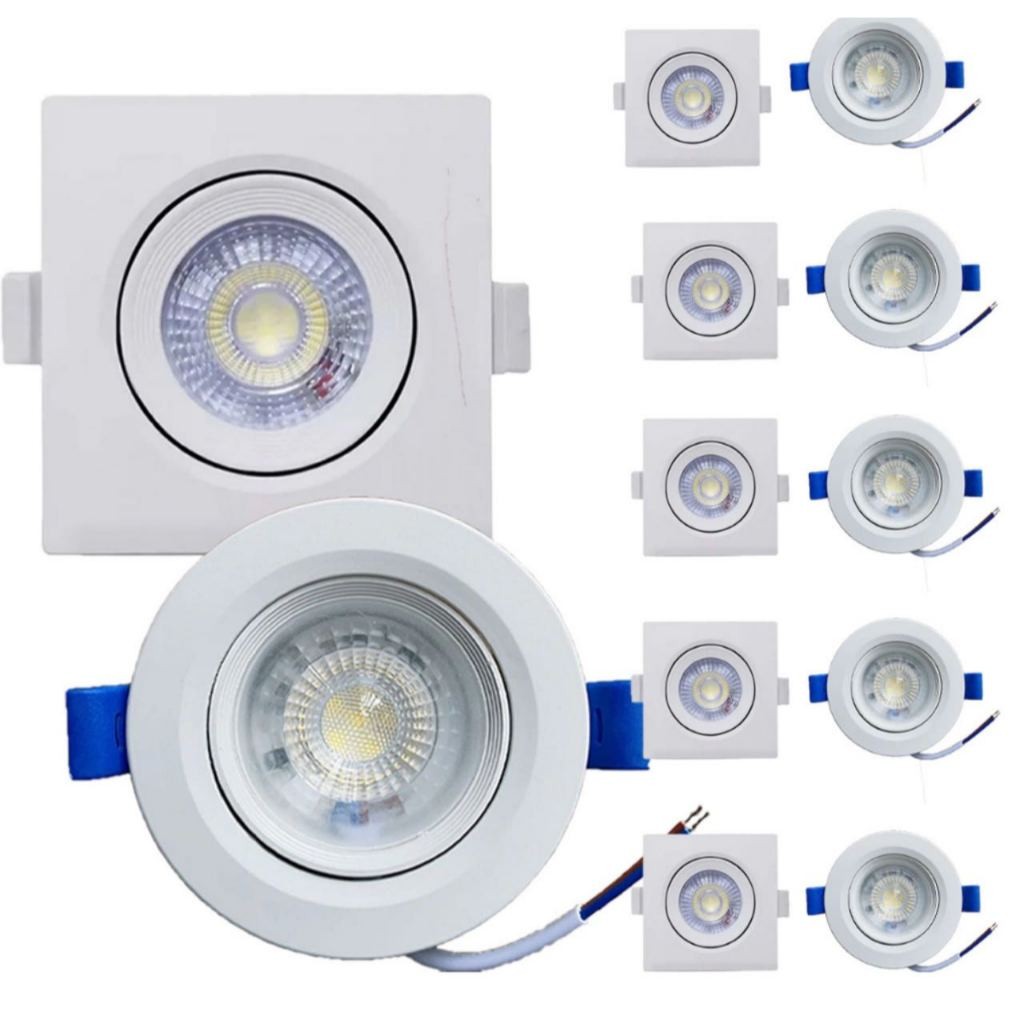 Kit 10 pcs Luminária Led Spot 5w Redondo Quadrado Embutido Branco Frio Quente 3000k 6500k Bivolt em Oferta na Shopee