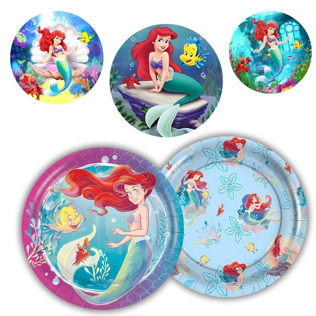 8~40 PRATO BOLO FESTA ARIEL DISNEY DE PAPEL 18 CM REGINA (CHOCO)
