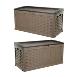 Kit 2 Caixas Grande Organizadoras 335 Litros Baú Com Tampa Armazenamento Multiuso Rattan Starplast
