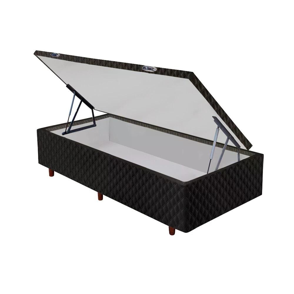 Base Box Baú Solteiro Cristalflex 88x188x44cm Suede Preto Espaço Extra Organização em Oferta na Shopee