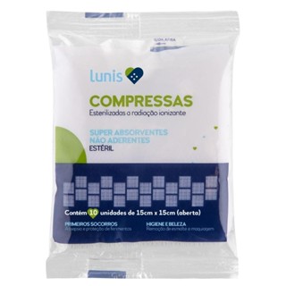 Compressa de Gaze Não Aderente Lunis 10Un – Esterilizada e Suave em Oferta na Shopee