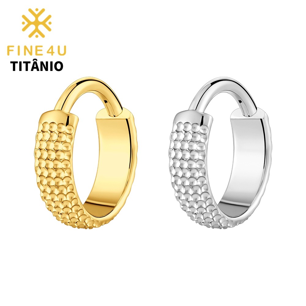 FINE4U 1pcs Brinco de Titânio Grande Concha Martelada Clicker Hoop 8/10/12mm Lóbulo Conch Helix em Oferta na Shopee