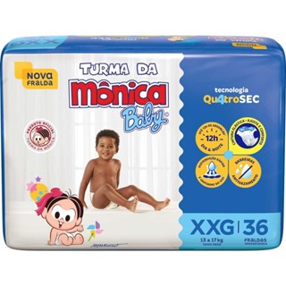 FRALDA TURMA DA MONICA BABY COM 36 TAMANHO XXG em Oferta na Shopee