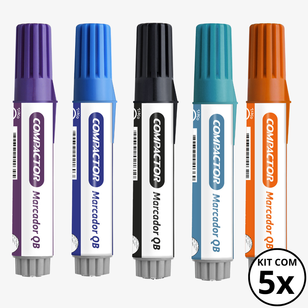 Kit com 05 Marcadores Para Quadro Branco - COMPACTOR KITS:KIT 02 em Oferta na Shopee
