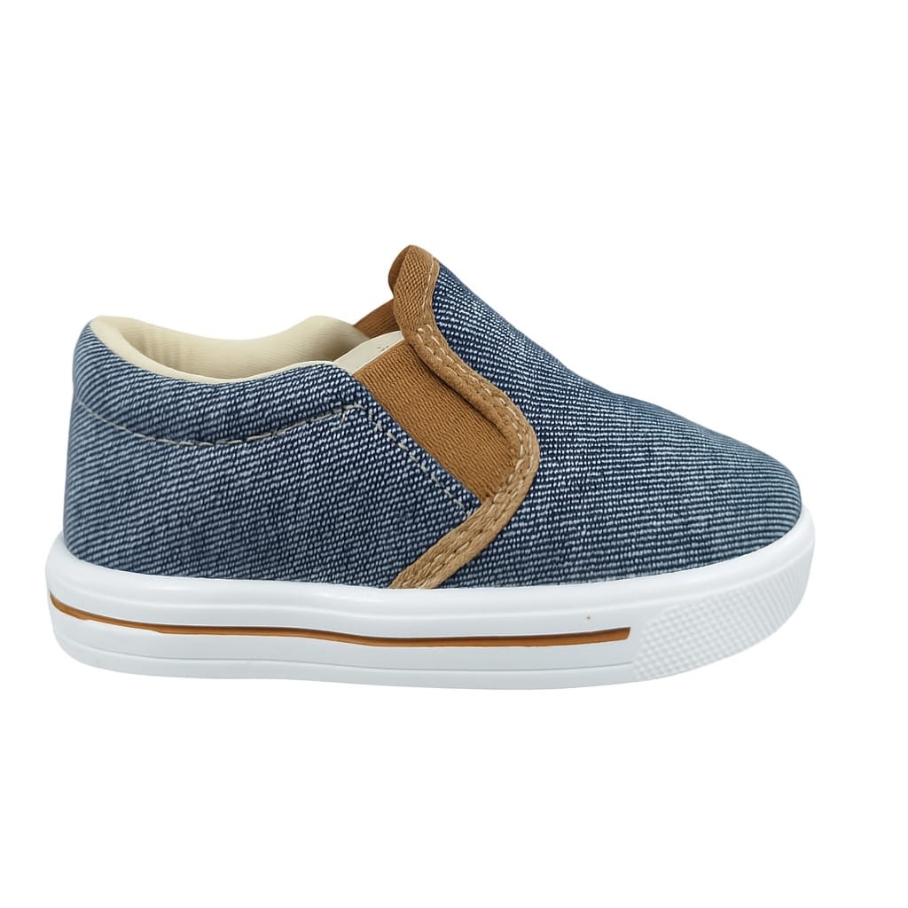 Tênis Infantil Slip On Masculino e Feminino Casual Confortável Jeans Azul