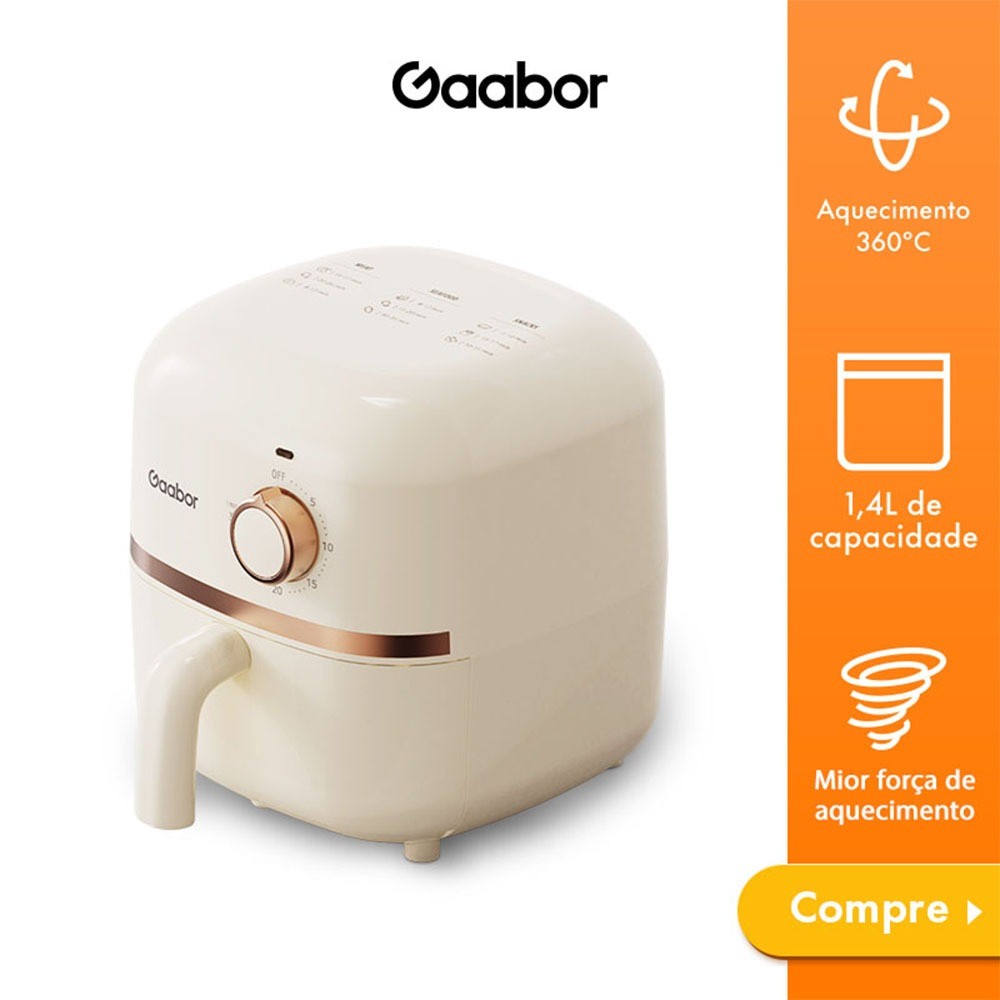 Detalhes do Gaabor Air Fryer 1,4L Pequena Conveniente com Forma de Silicone Timer 900W AF20M-YE01A -1