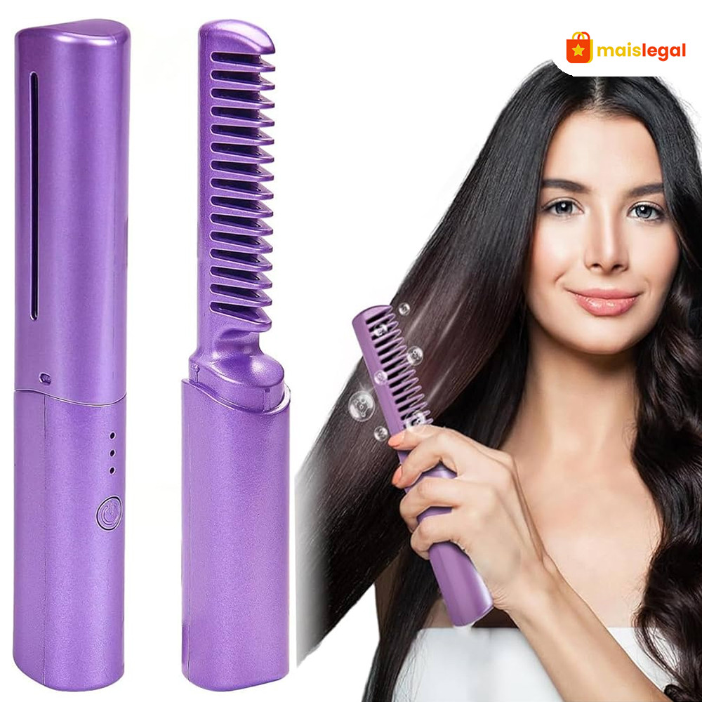 Escova De Alisamento Capilar Alisador De Cabelo Aquecido Recarregável Mini Pente Portátil yushua3br Rápido em Oferta na Shopee