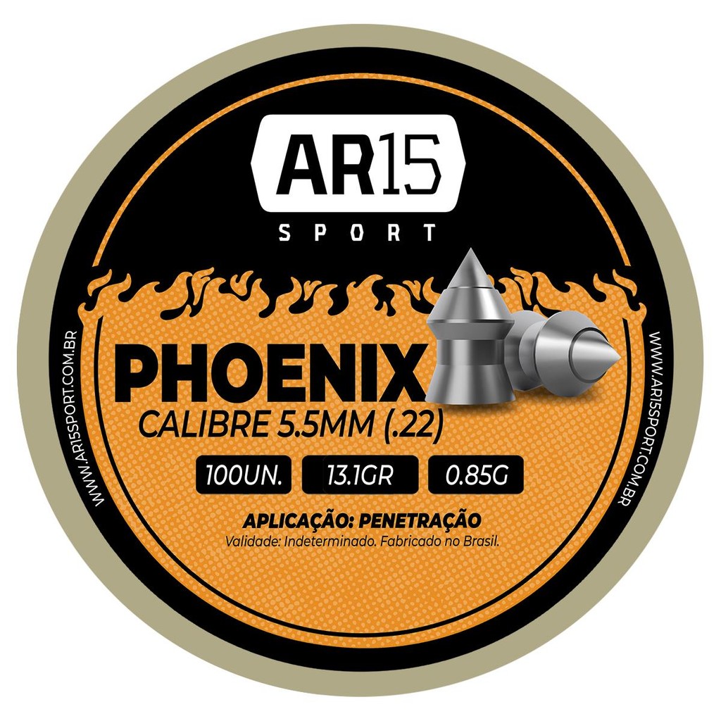 Chumbinho Carabina de Pressao 5.5mm 100un 13.1gr Phoenix em Oferta na Shopee