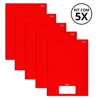 Kit Com 05 Caderno Brochura 80 Fls Capa dura - STIFF KITS:VERMELHO em Oferta na Shopee