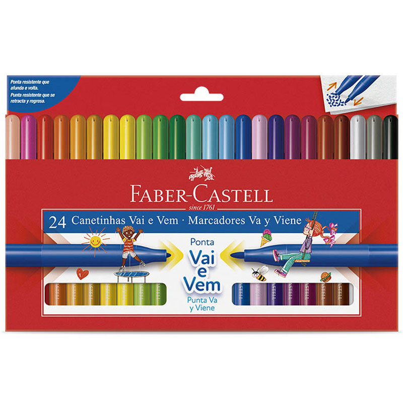 Caneta hidrográfica Vai e Vem 24 cores 150124VVZF Faber-Castell em Oferta na Shopee