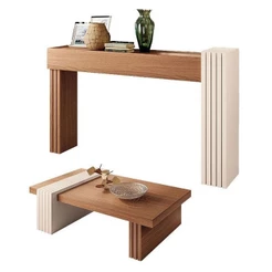 Aparador Astro E Mesa De Centro Luna Nature Off White – Hb Móveis