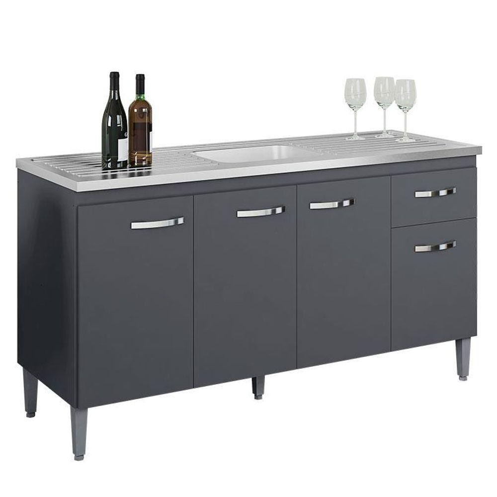 Balcão De Pia Gabriela 150 Cm Cinza Fosco - Ajl em Oferta na Shopee