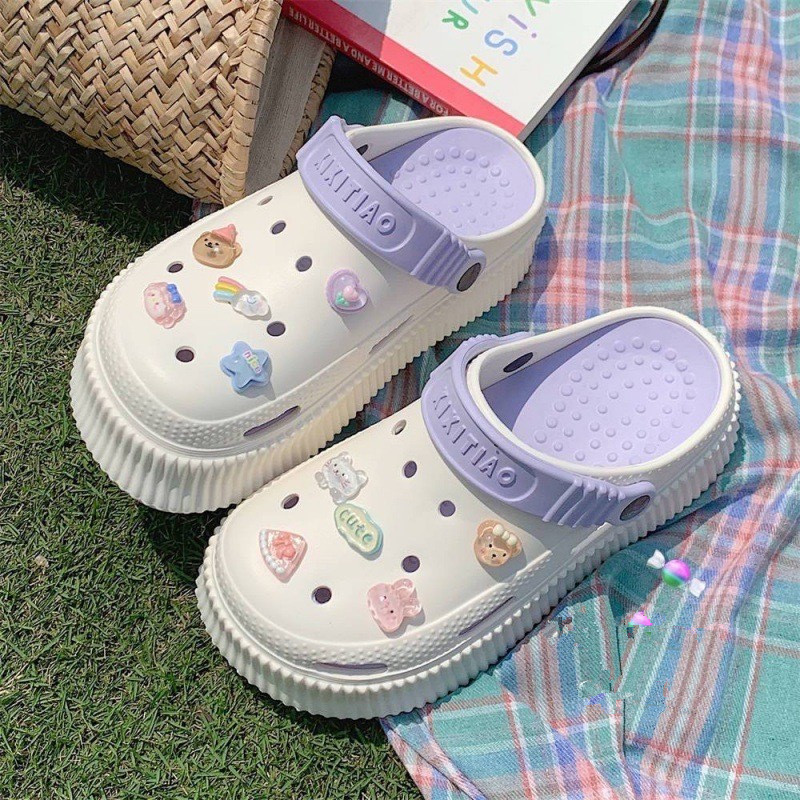 2025 Mulher Rosa Amarelo Roxo Decoração De Cristal Sandálias Leves Com Buracos em Oferta na Shopee