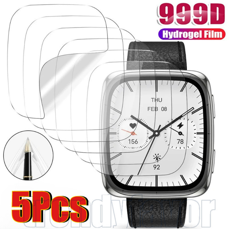 Filme Protetor De Hidrogel Amazfit TPU De 5 Unidades-Capa Protetora Transparente-Tela De Smartwatch-Cobertura Total , An