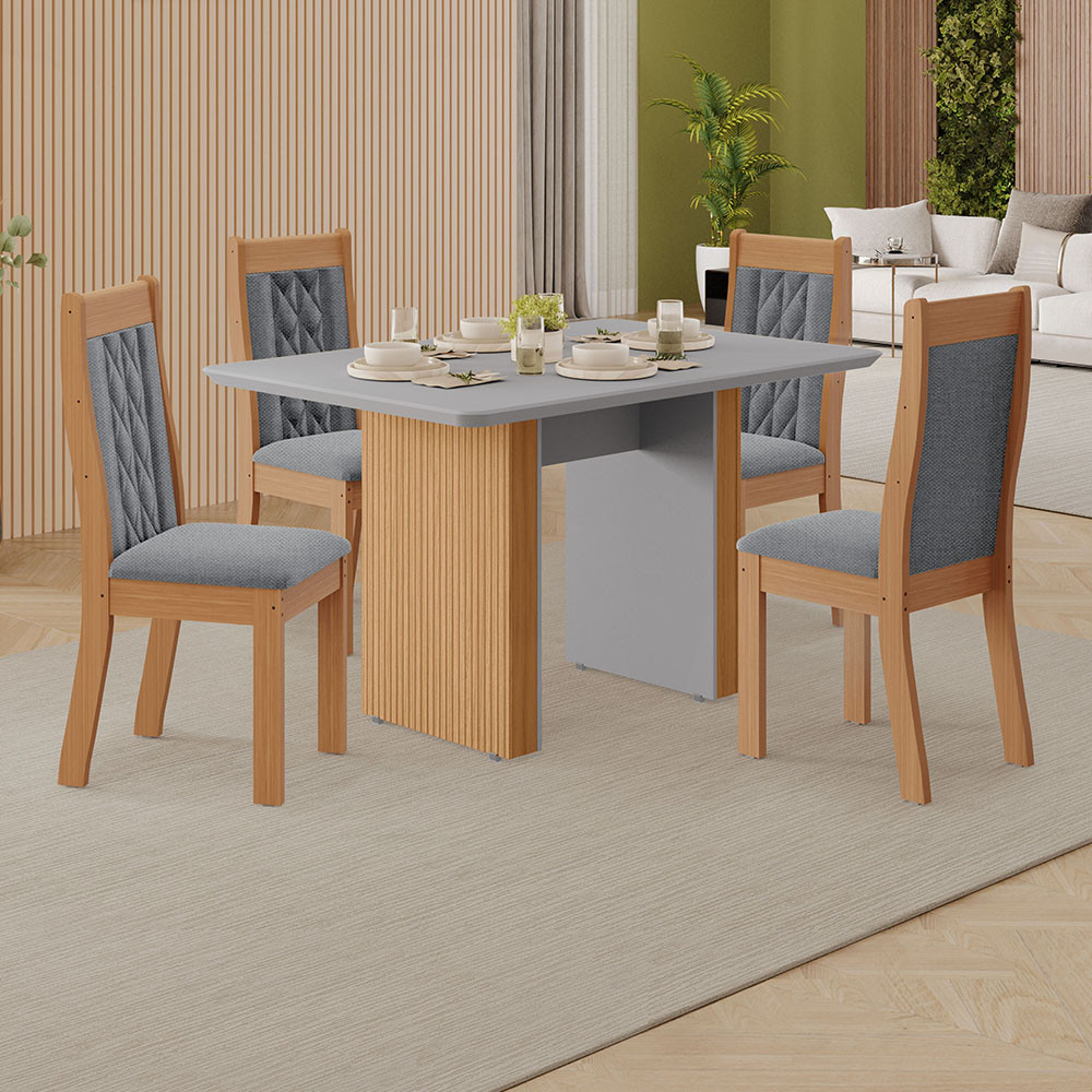Conjunto de Sala de Jantar Analice 1,20 com 4 Cadeiras 100% MDF
