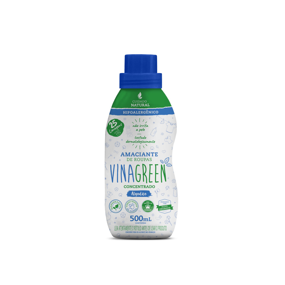 Vinagreen Amaciante de Roupas Concentrado Algodão 500ml em Oferta na Shopee
