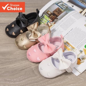 Sapatos De Couro PU Para Bebês Meninas , Princesa Com Sola Macia De Arco , Primeiros Caminhantes Primavera E Outono