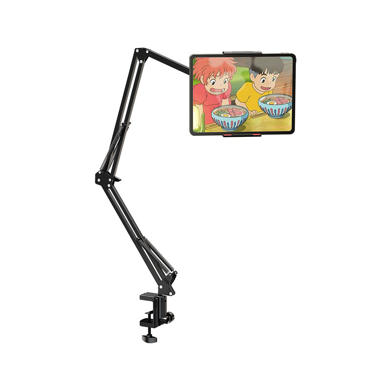 Suporte Para Tablet Celular Braço 3 Articulações Cama E Mesa Aço Carbono ABS 360° Rotativo Preto
