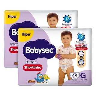 Fralda Descartável Babysec Shortinho Galinha Pintadinha Hiper Tamanho G - 2 Pacotes com 48 Fraldas - Total 96 Tiras