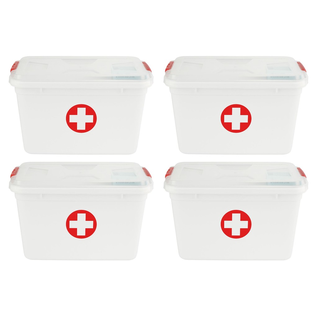 Kit 4 Caixa de Primeiros Socorros 5L Para Remédios e Itens Médicos