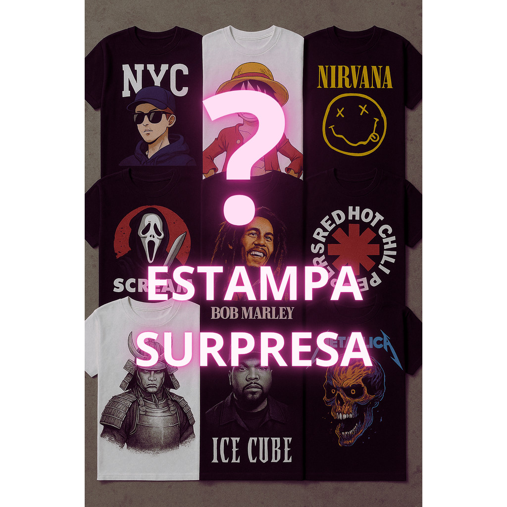 Kit 3 Camisetas Super Queima de Estoque! Super Saldão Camiseta Surpresa 100% Algodão Unissex Envio Rapido