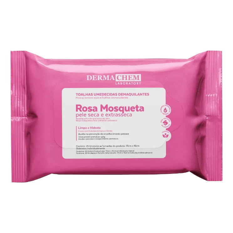 Lenços Demaquilante Rosa Mosqueta 25un