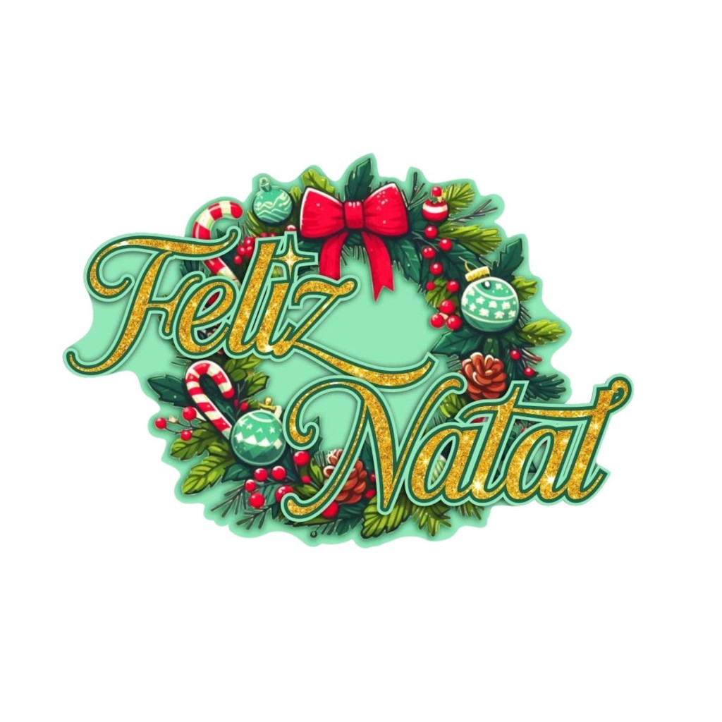 Placa Decorativa Feliz Natal em MDF 35x25cm – Guirlanda para Porta ou Parede