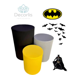 Trio de Capas para Cilindro DECORAÇÃO para Festas Tema Batman