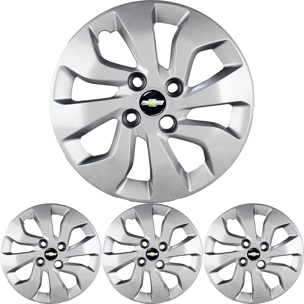JG 4 Calota Onix Aro 14 Prata Metálico com Emblema