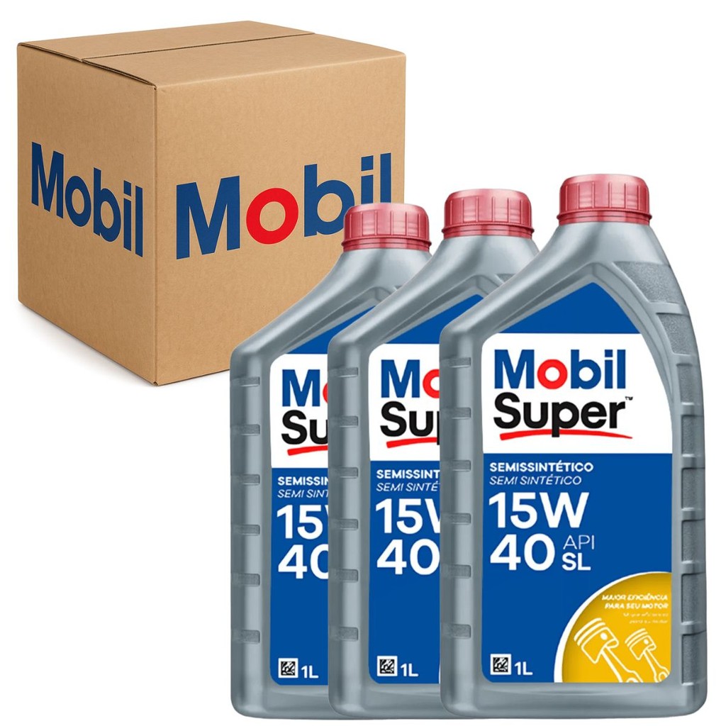 Kit 3 Oléo Motor Semissintético 15W40 Super 2000 API / SL Original Mobil em Oferta na Shopee