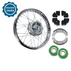 Roda Traseira Aro Alumínio Raio Inox Fan Titan 150 Tambor
