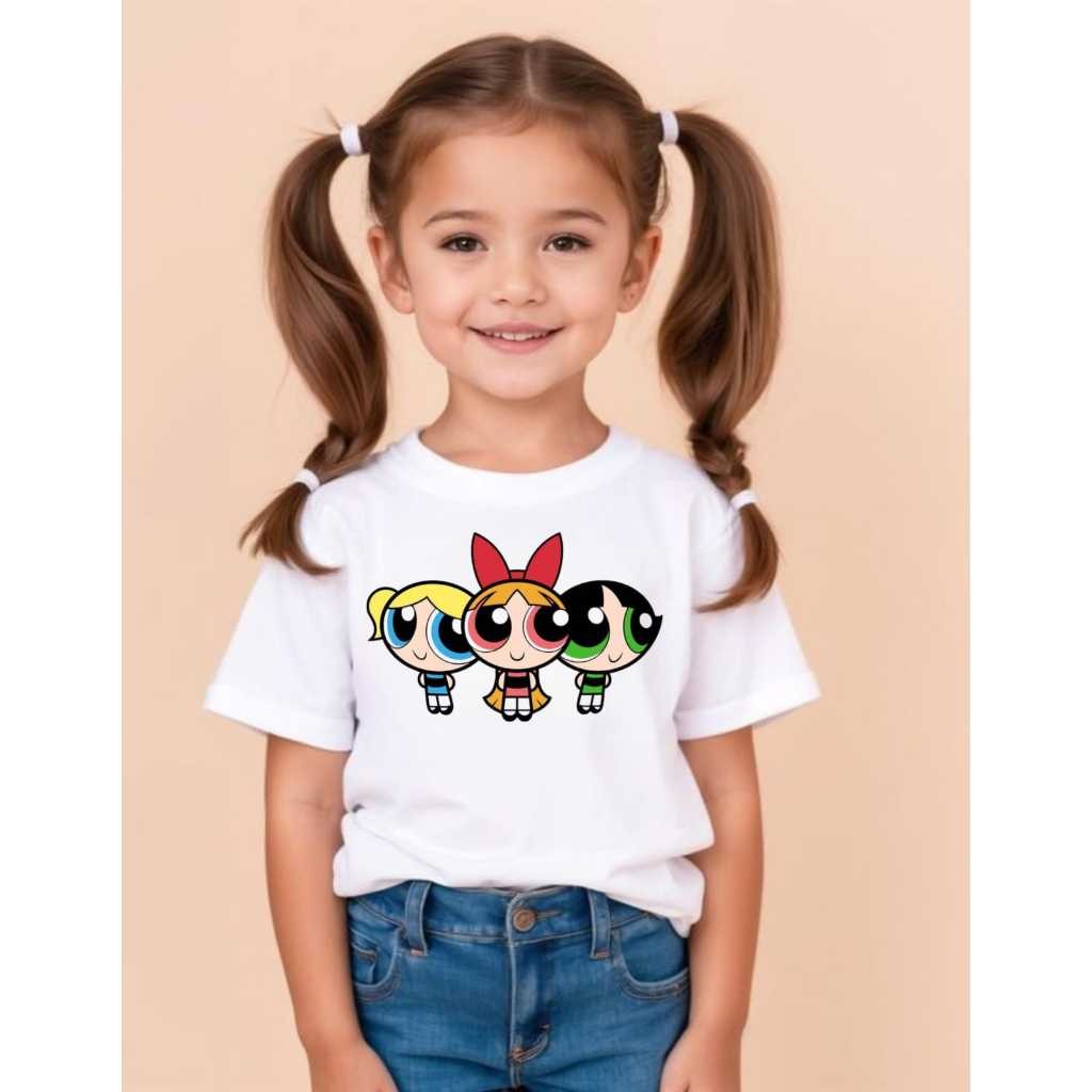 Camiseta Infantil Meninas Superpoderosas – Estilo e Aventura com Blossom, Bubbles e Buttercup! em Oferta na Shopee
