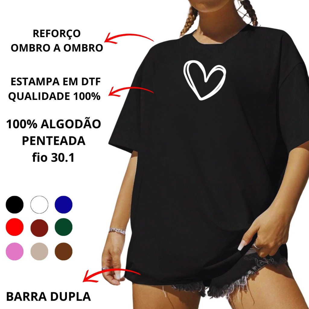 Blusinha Oversized Feminina Basica Manga Redonda T-Shirt Camiseta Academia Corrida Caminhada