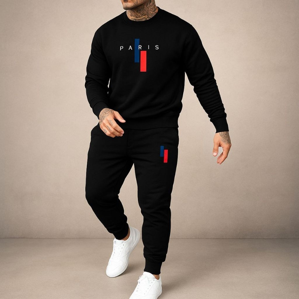 conjunto kit Moletom Gola Redonda Calça Moletom Conjunto Moletom Paris Confortavel Algodão
