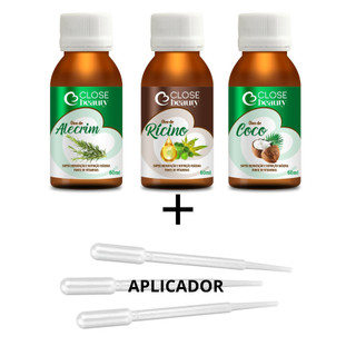 Kit Terapia Capilar Misturinha Belveg Óleo de Coco + Rícino + Alecrim 60ml + Pipetas